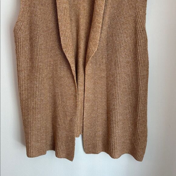 Ann Taylor Knit long Camel Knit Womens vest size XL brown layering fall sweater - Picture 3 of 9